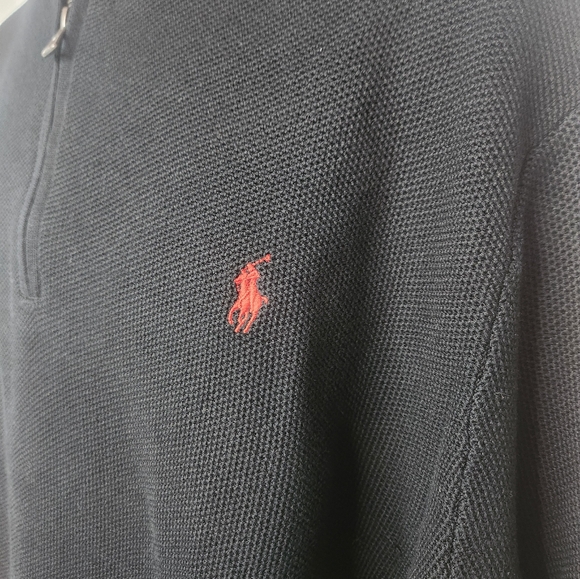 Polo by Ralph Lauren Black and Red Zip Up Sweater - Picture 3 of 4